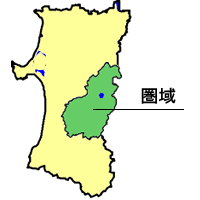 イラスト: 秋田県における圏域の位置